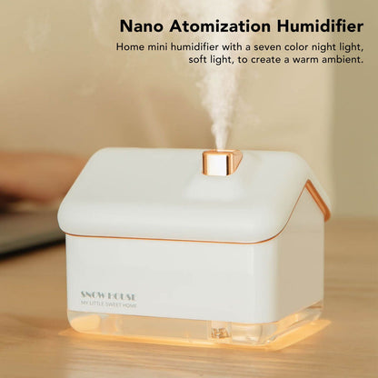 Snow House Mini Humidifier USB Nano Atomization Humidifier with Night Light for Living Room Bedroom Plug In V1294-YM0521-3113230005411