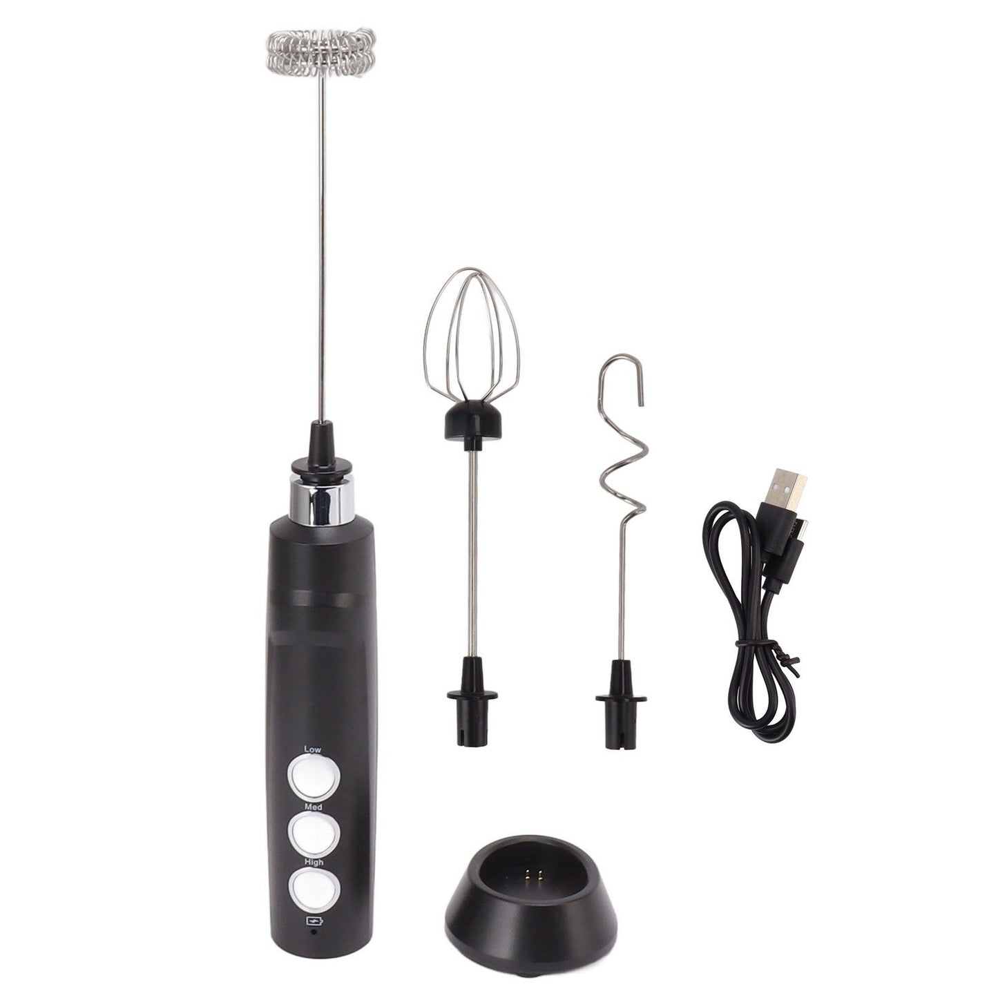 Electric Tumbler Stirrer Rechargeable Handheld Mini Foam Maker for Coffee Egg Hot Chocolate Black V1294-YM0521-3113230015311