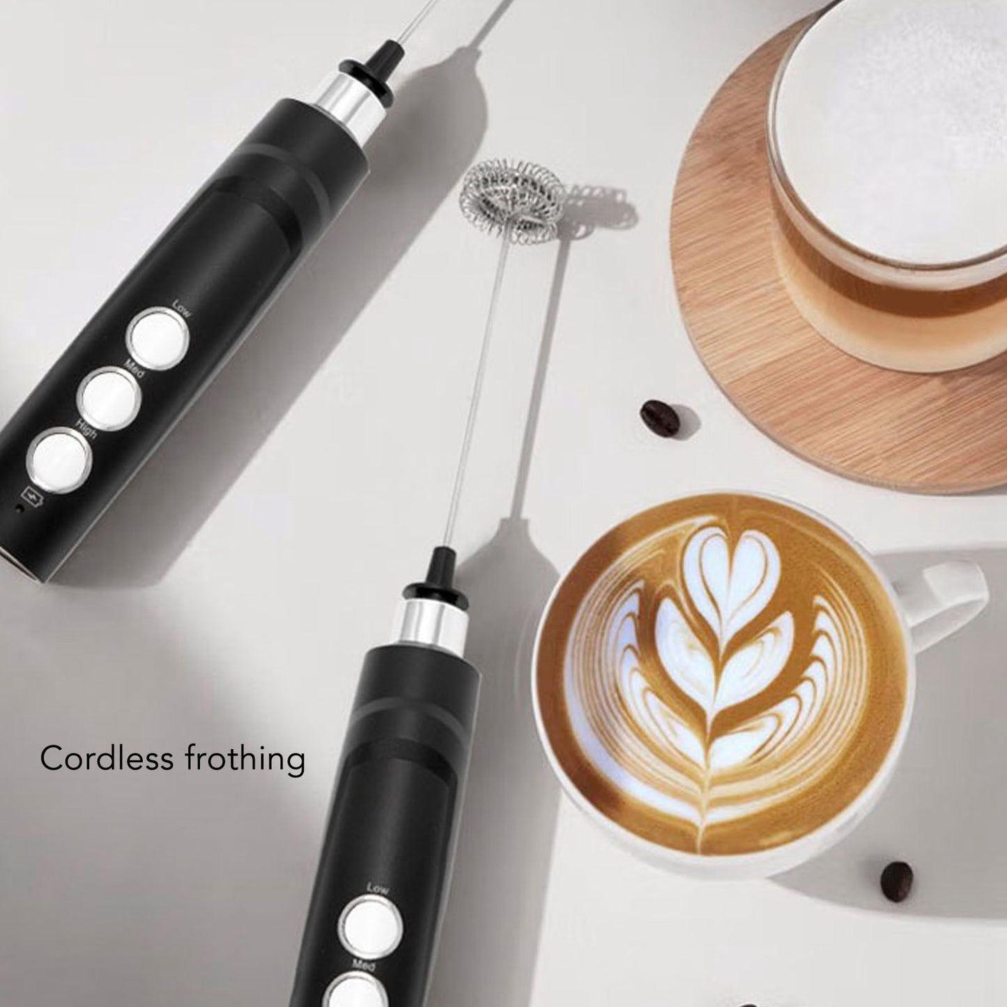 Electric Tumbler Stirrer Rechargeable Handheld Mini Foam Maker for Coffee Egg Hot Chocolate Black V1294-YM0521-3113230015311