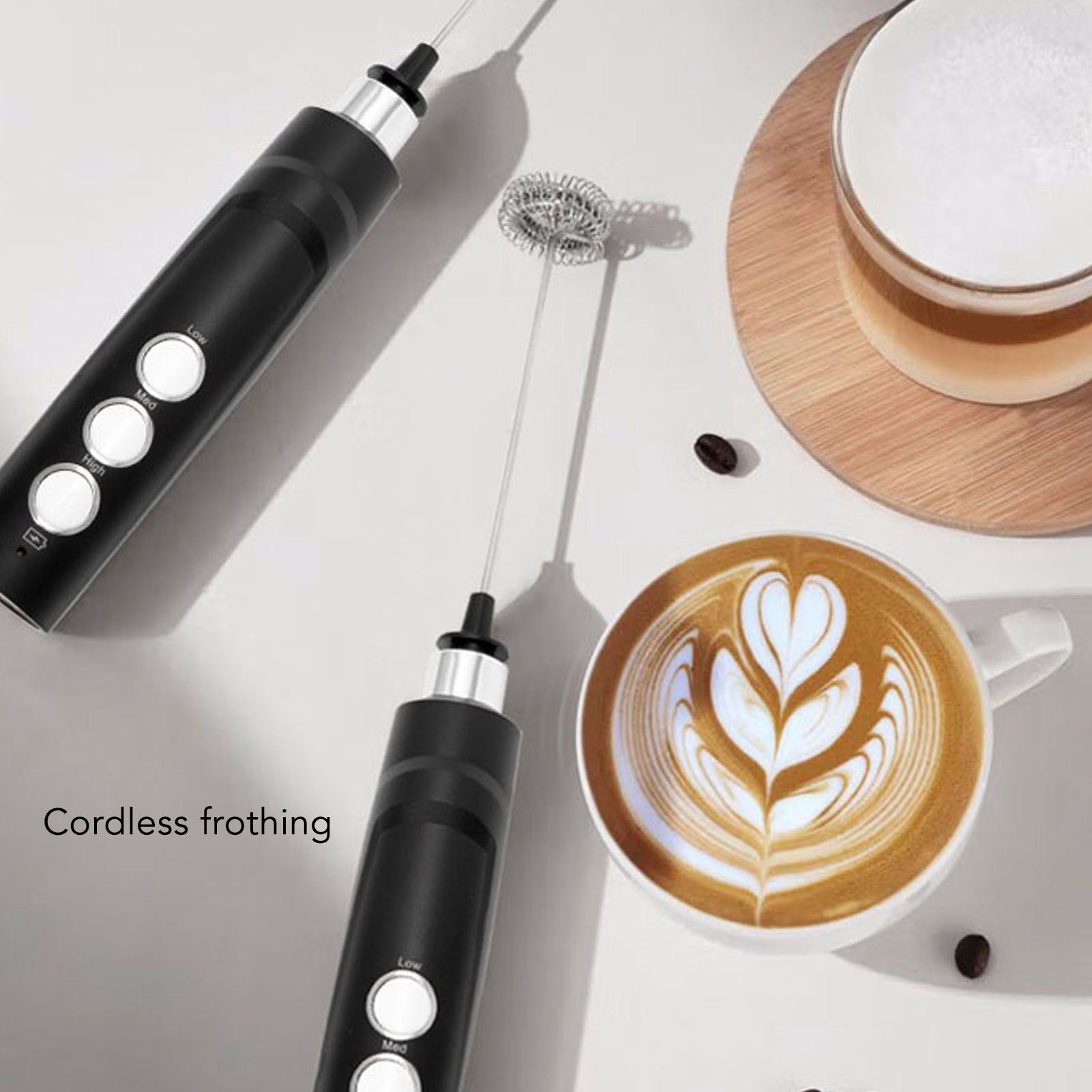Electric Tumbler Stirrer Rechargeable Handheld Mini Foam Maker for Coffee Egg Hot Chocolate Black V1294-YM0521-3113230015311