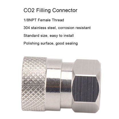 CO2 Refill Connector 304 Stainless Steel Gas Filling Adapter 1/8NPT Female Thread Coupling V1294-YM0521-3113230021311