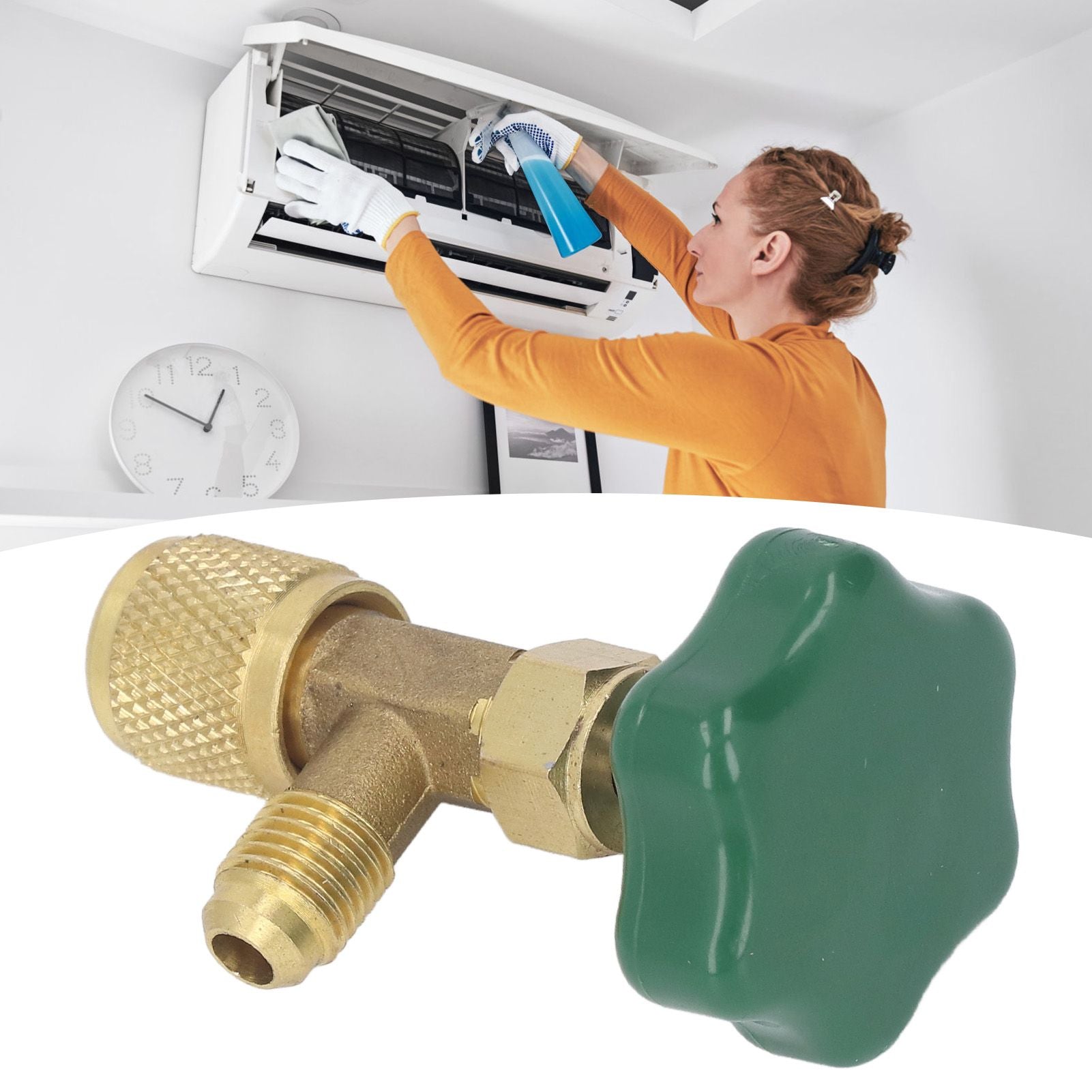 Air Conditioning Refrigerant Valve Copper ABS Leak Proof 1/4in SAE Refrigerant Tank Valve for Replacement V1294-YM0521-3113230021711
