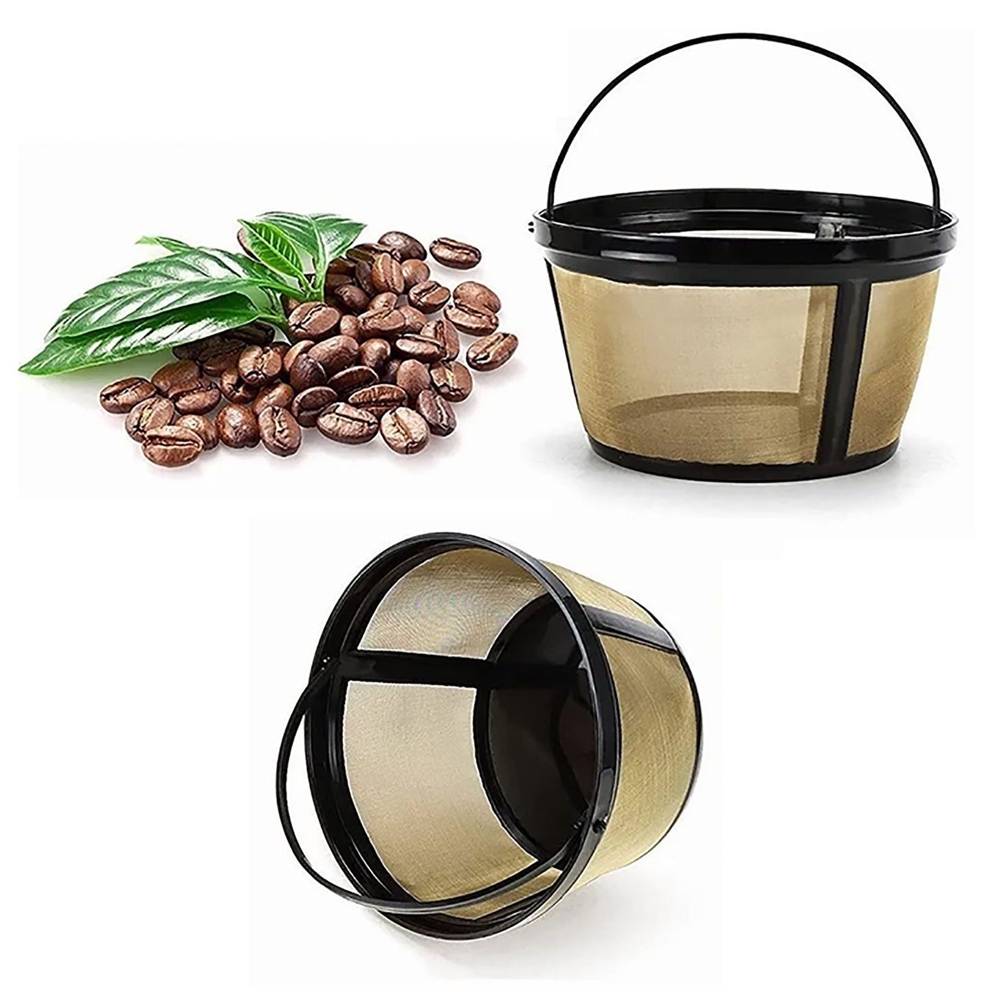 Coffee Filter Stainless Steel Coffee Machine Reusable Cone Coffee Filter Strainer Gold for Home V1294-YM0521-3113230026311