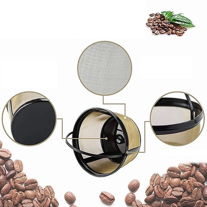 Coffee Filter Stainless Steel Coffee Machine Reusable Cone Coffee Filter Strainer Gold for Home V1294-YM0521-3113230026311