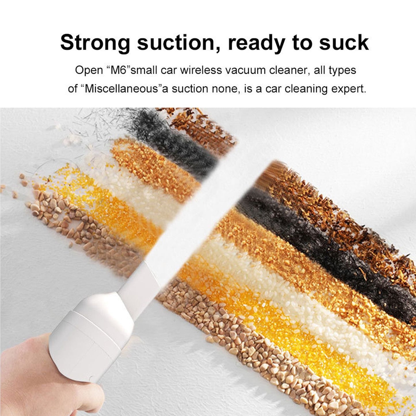 Car Vacuum Cleaner Low Noise USB Charging Mini Handheld Cordless Vacuum Cleaner White V1294-YM0521-3113230028311