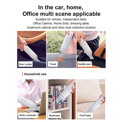 Car Vacuum Cleaner Low Noise USB Charging Mini Handheld Cordless Vacuum Cleaner White V1294-YM0521-3113230028311