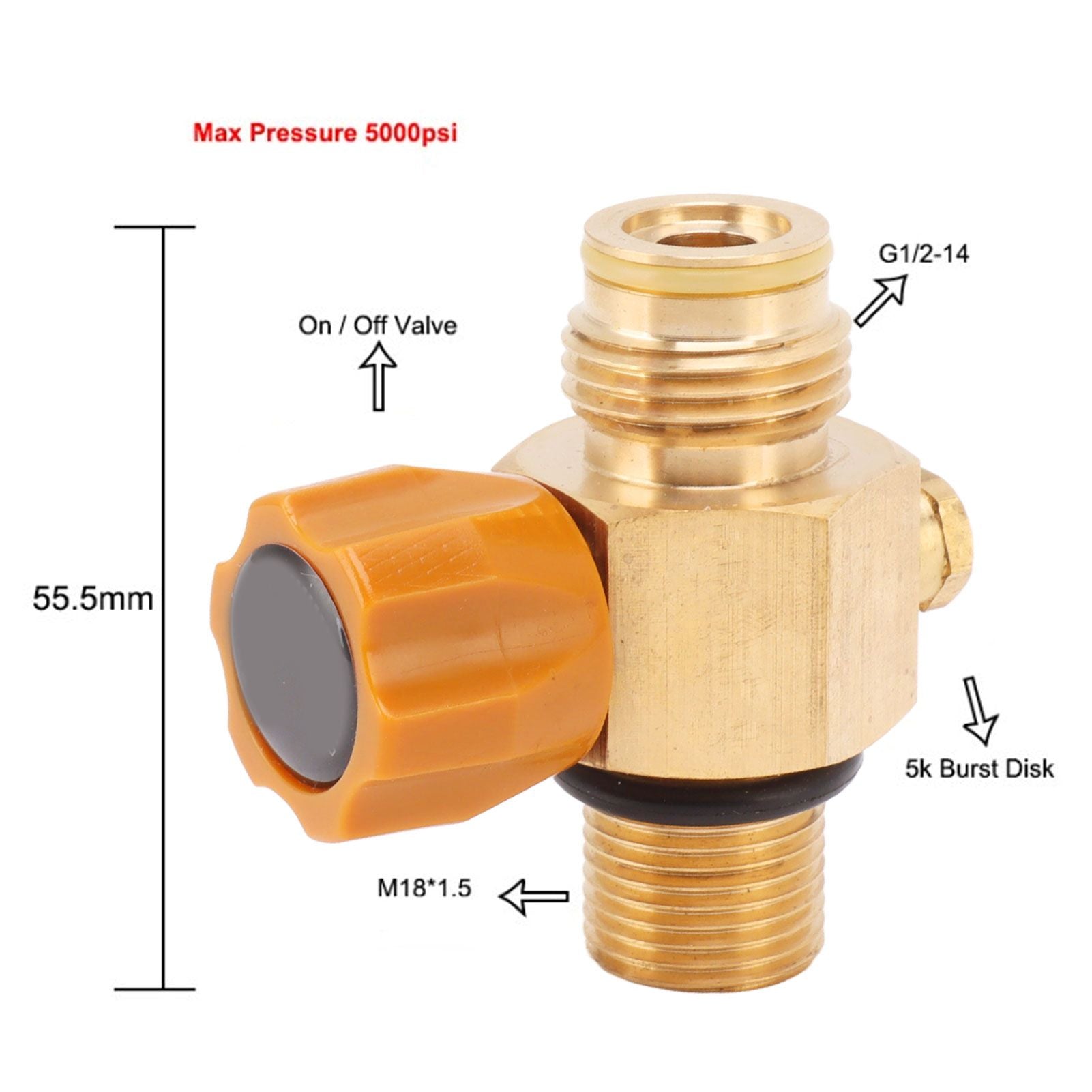 G1/2 14 CO2 Cylinder Refill Adapter High Pressure M18x1.5 Refill CO2 Valve Adapter Thread Converter 5000psi V1294-YM0521-3113230028711