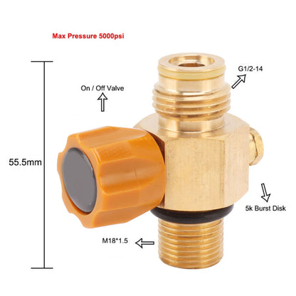 G1/2 14 CO2 Cylinder Refill Adapter High Pressure M18x1.5 Refill CO2 Valve Adapter Thread Converter 5000psi V1294-YM0521-3113230028711