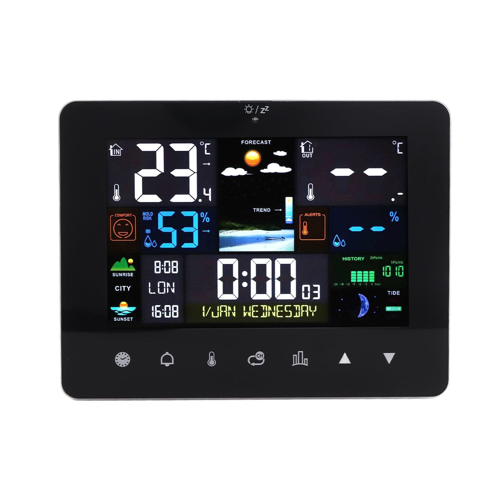 Colorful Touch Screen Digital Weather Forecast Station Wireless Indoor Outdoor Thermometer V1294-YM0521-3113230046611