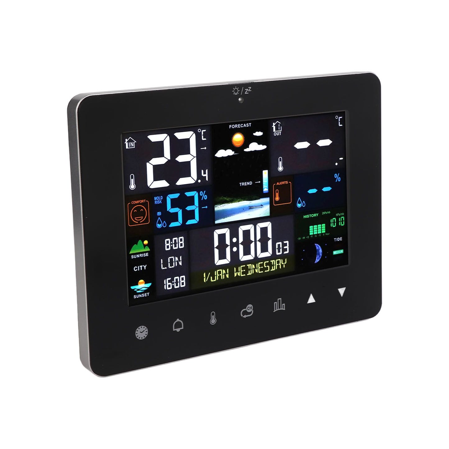 Colorful Touch Screen Digital Weather Forecast Station Wireless Indoor Outdoor Thermometer V1294-YM0521-3113230046611