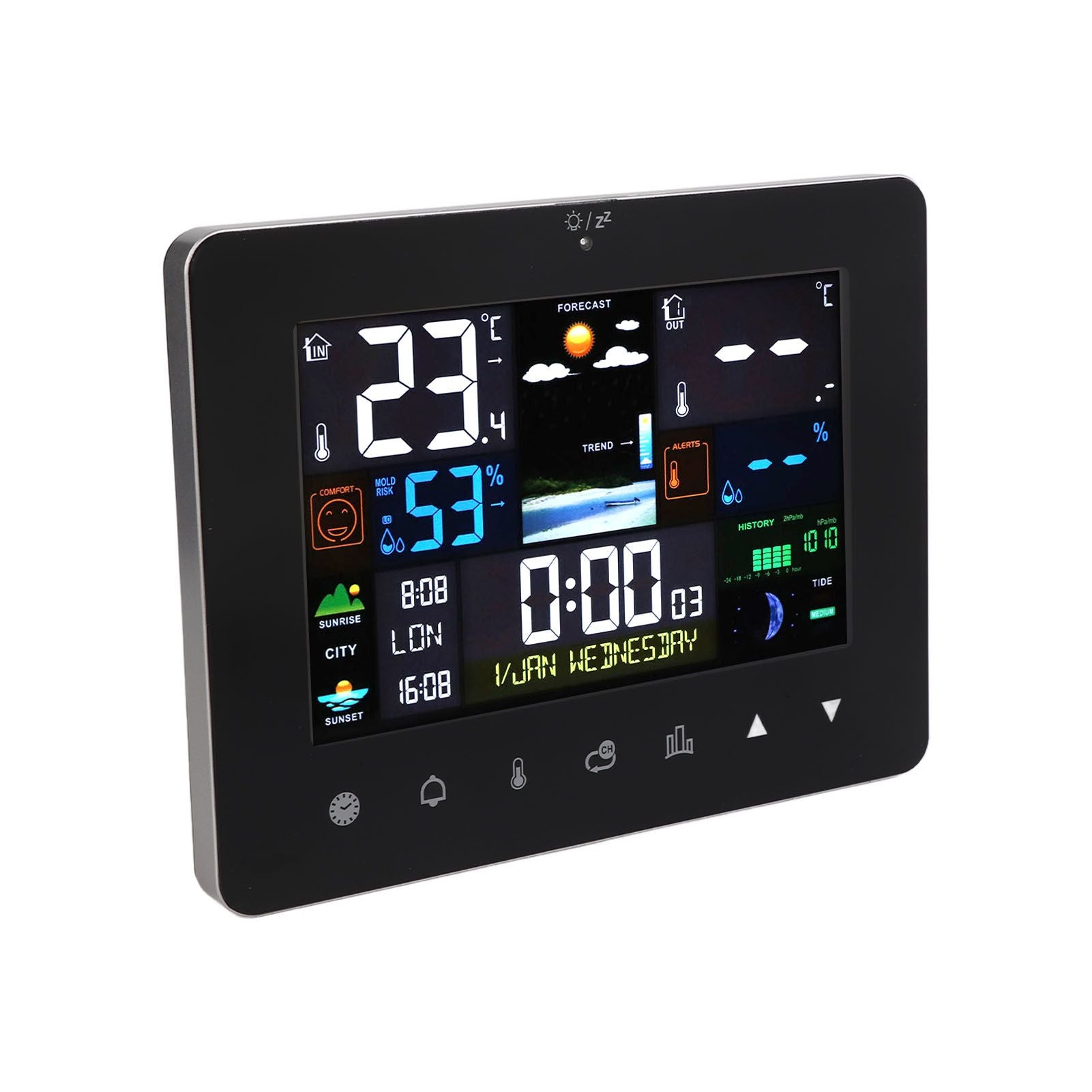 Colorful Touch Screen Digital Weather Forecast Station Wireless Indoor Outdoor Thermometer V1294-YM0521-3113230046611