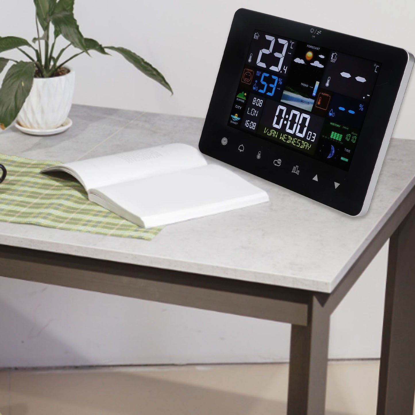 Colorful Touch Screen Digital Weather Forecast Station Wireless Indoor Outdoor Thermometer V1294-YM0521-3113230046611