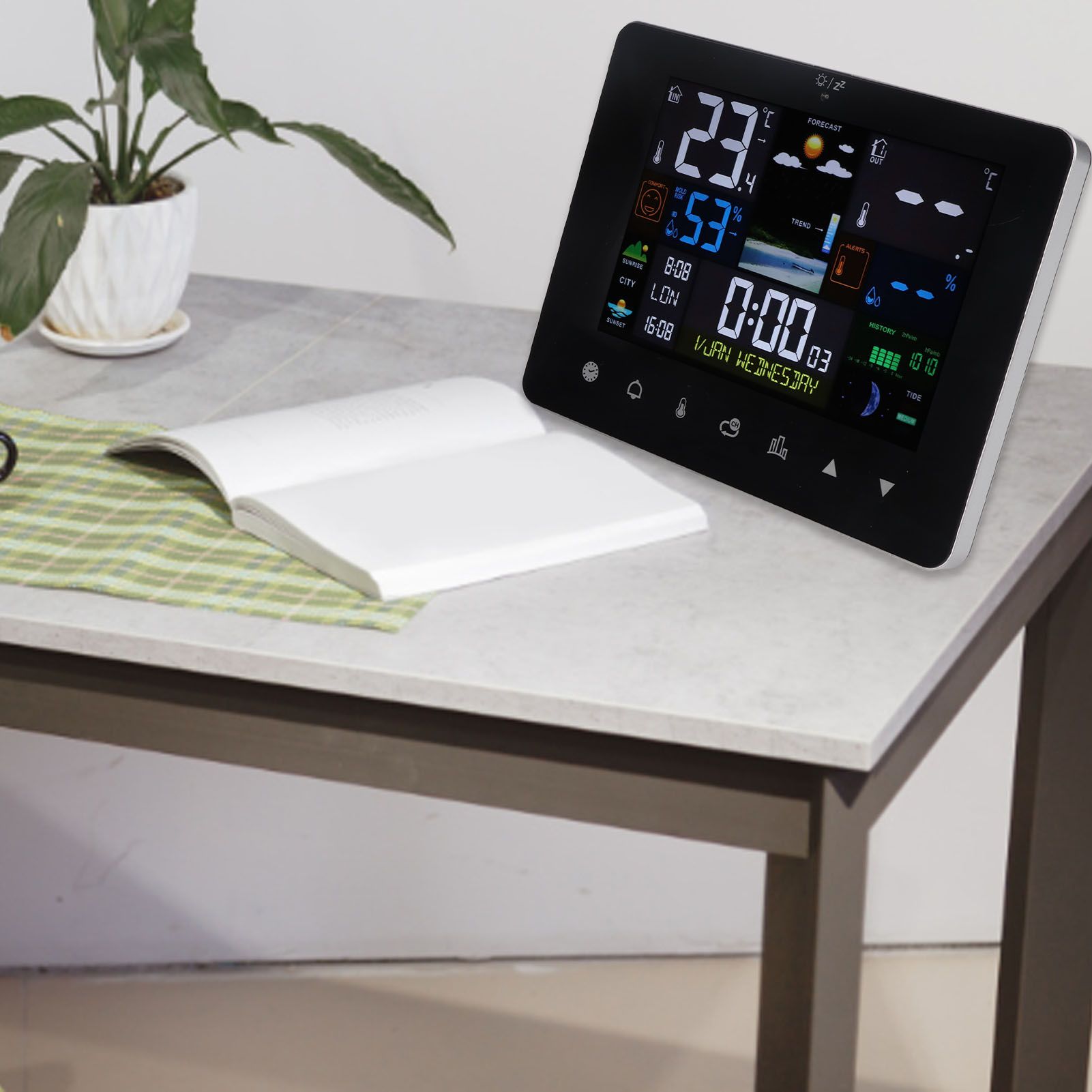 Colorful Touch Screen Digital Weather Forecast Station Wireless Indoor Outdoor Thermometer V1294-YM0521-3113230046611