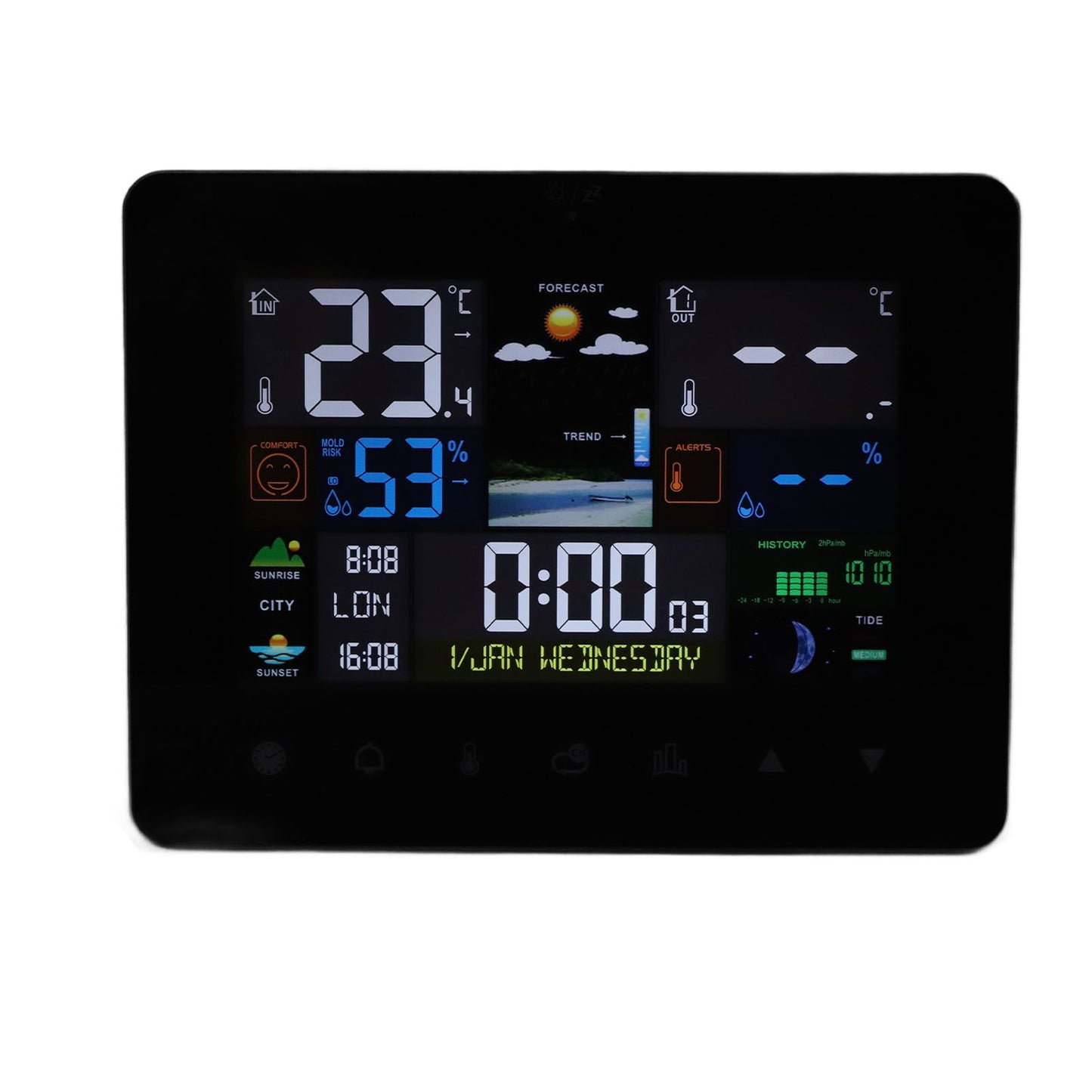 Colorful Touch Screen Digital Weather Forecast Station Wireless Indoor Outdoor Thermometer V1294-YM0521-3113230046611