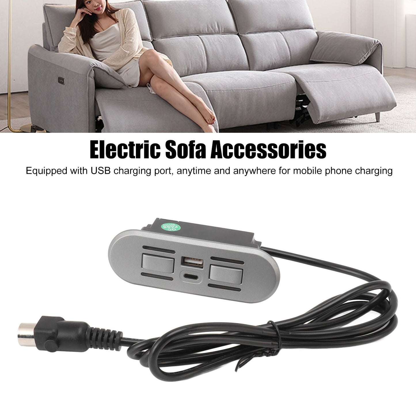 Lift Chair Control Switch USB Type C Phone Charging Sensitive Electric Sofa Recliner Controller for Home V1294-YM0521-3113230054311