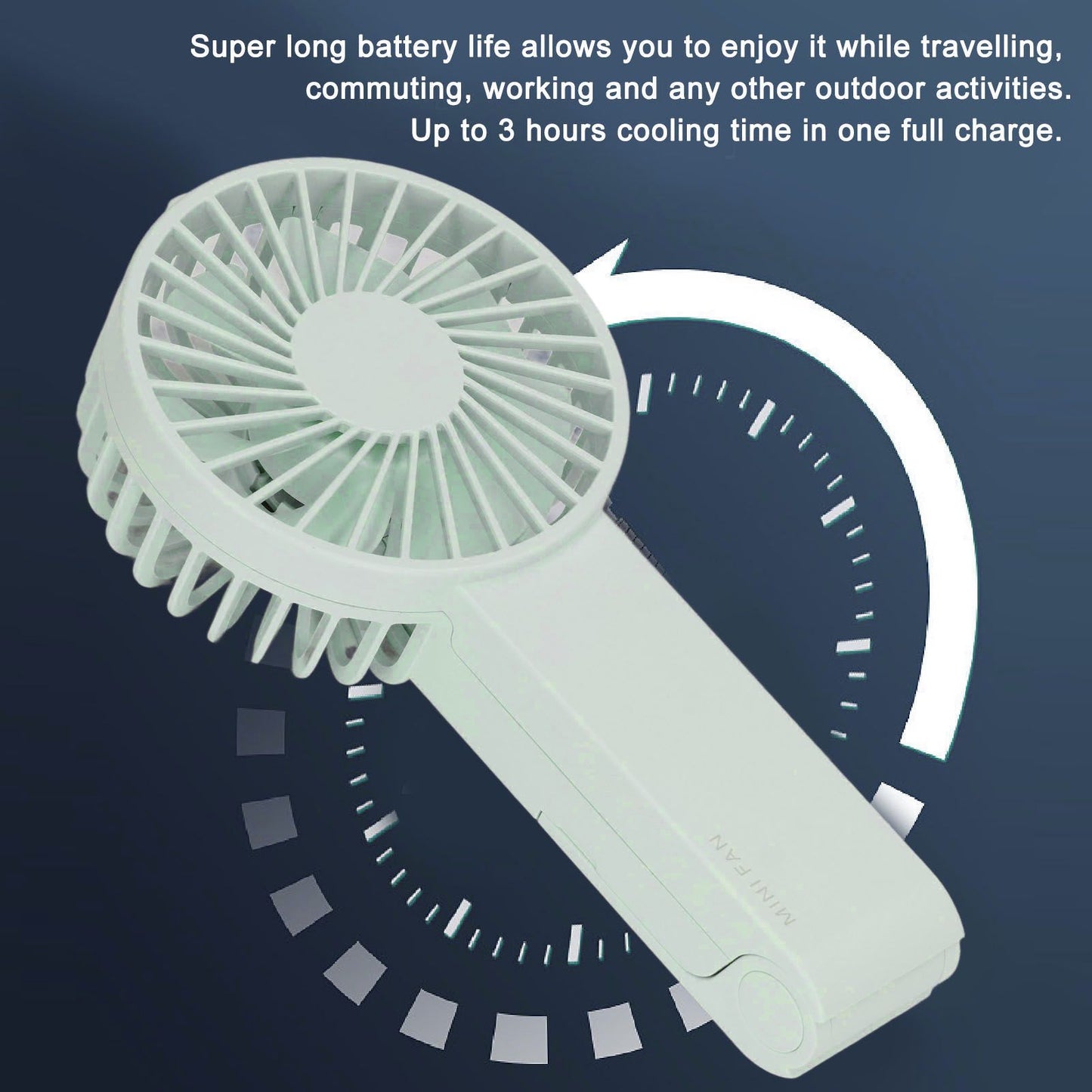 Mini Handheld Fan Foldable Portable Fan USB Rechargeable Fan For Home Office Travel Green V1294-YM0521-3113230055913