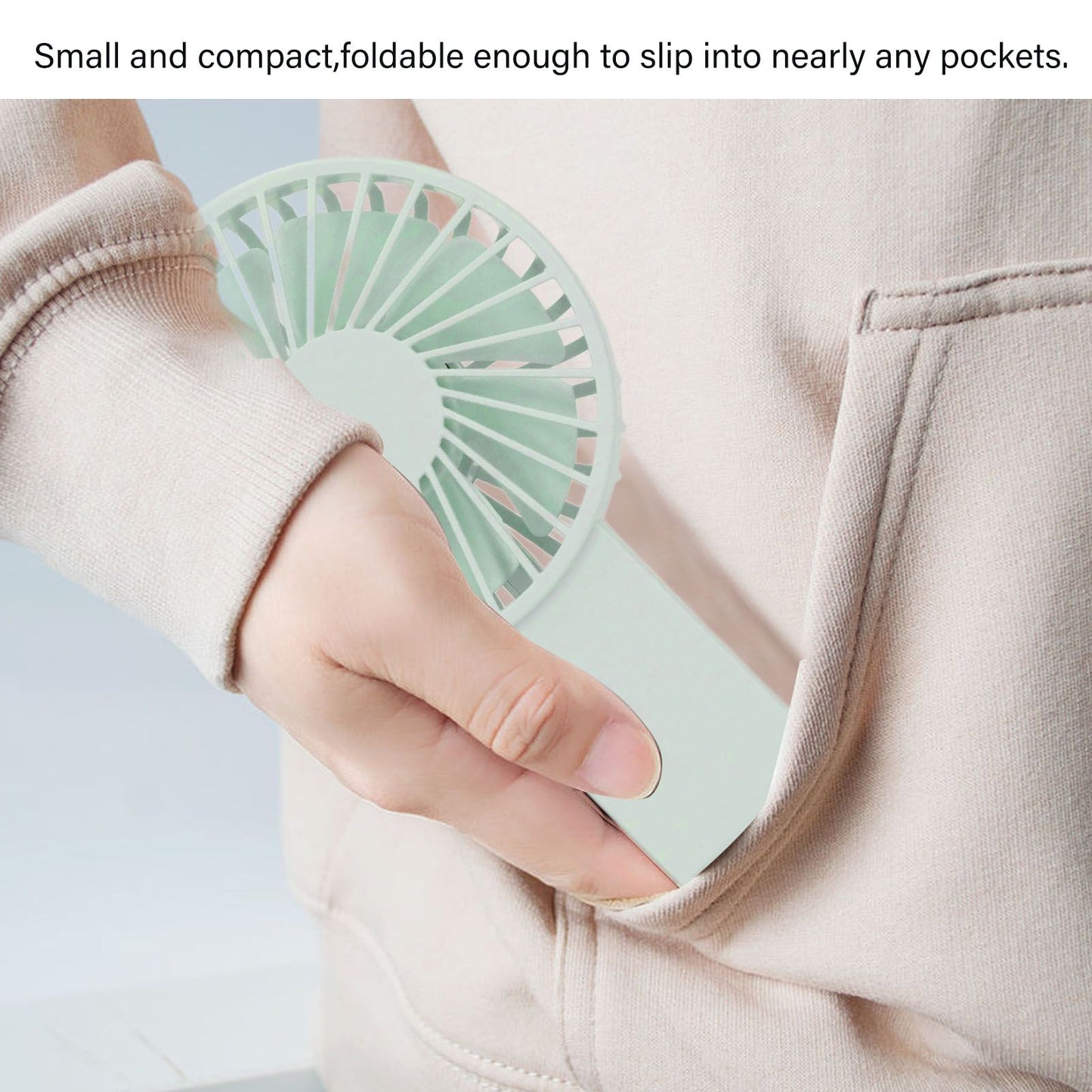 Mini Handheld Fan Foldable Portable Fan USB Rechargeable Fan For Home Office Travel Green V1294-YM0521-3113230055913