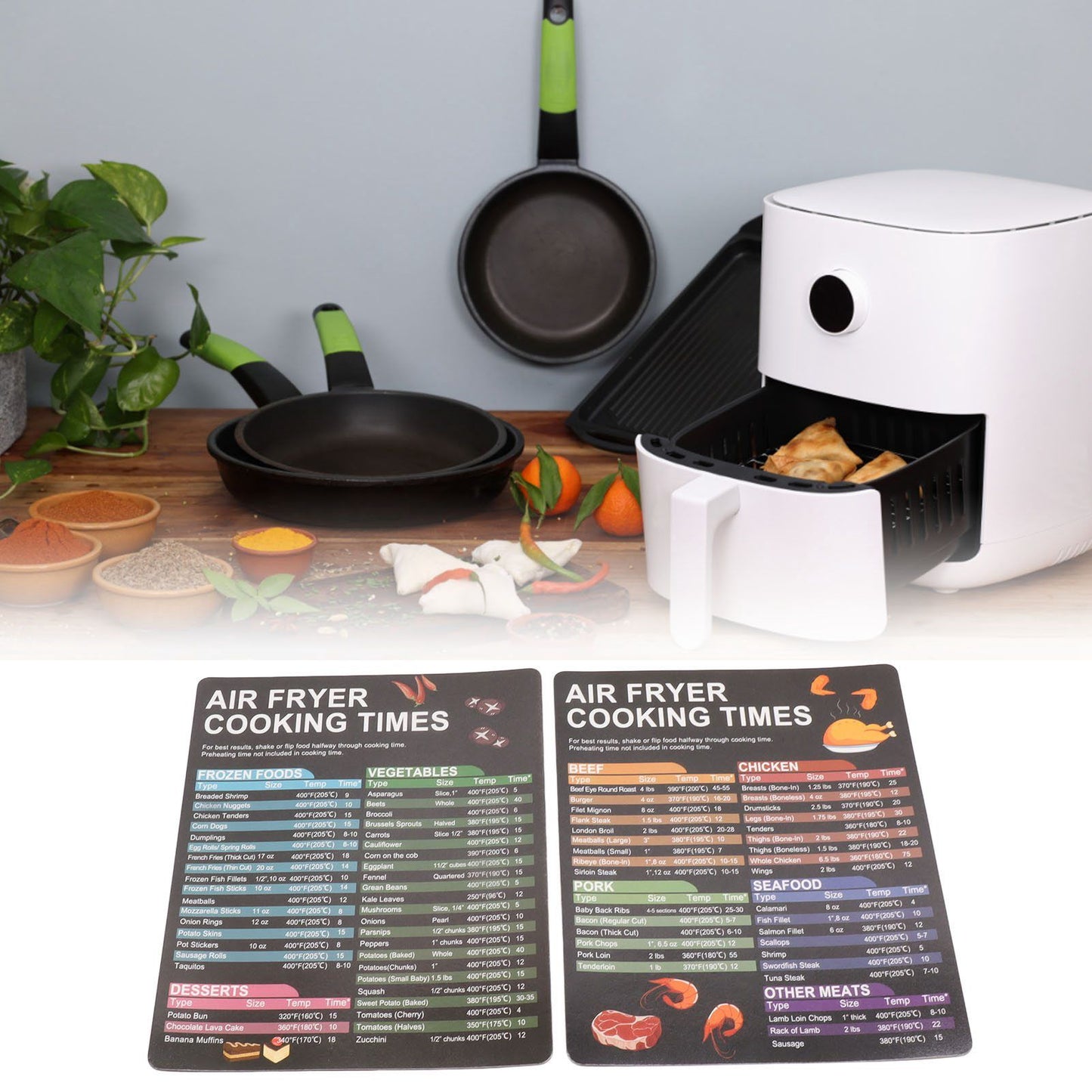 Fryer Magnetic Cheat Sheet Set Fryer Accessories Cook Times Quick Reference Guide For Cooking Frying V1294-YM0521-3113230057911