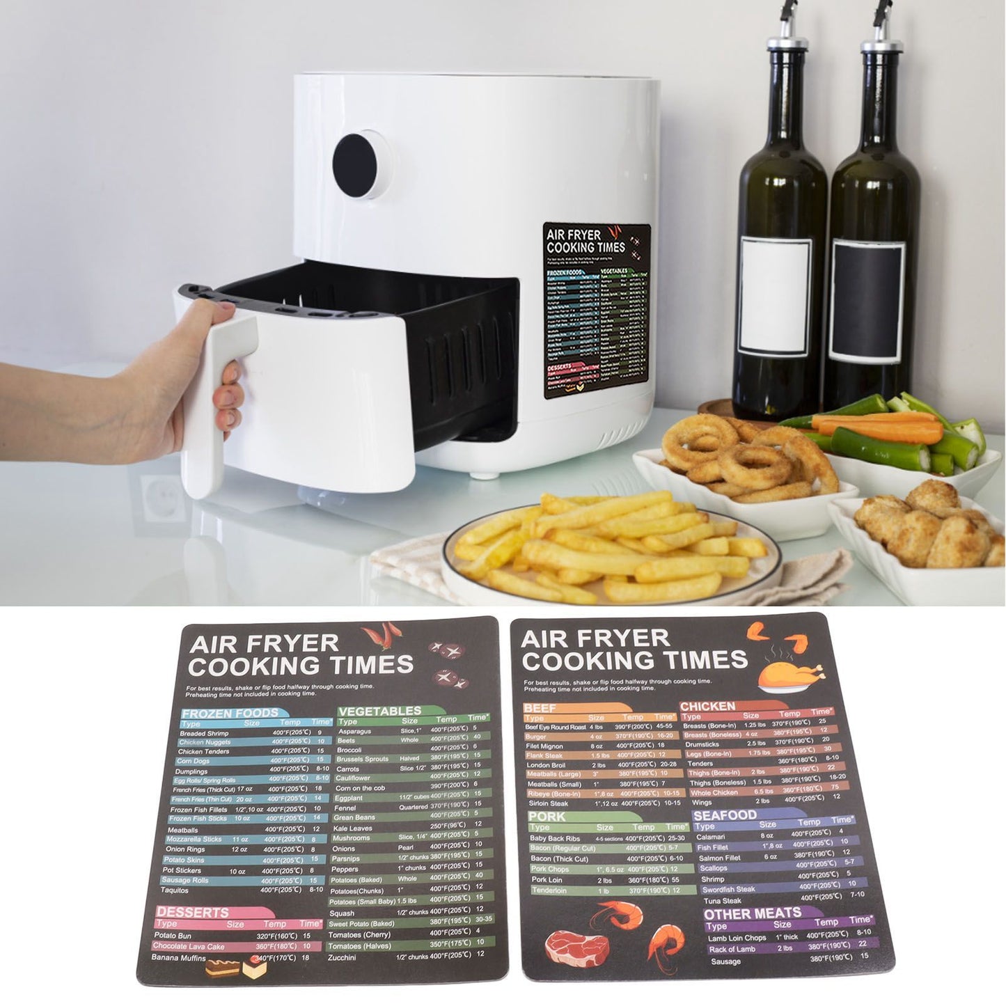 Fryer Magnetic Cheat Sheet Set Fryer Accessories Cook Times Quick Reference Guide For Cooking Frying V1294-YM0521-3113230057911