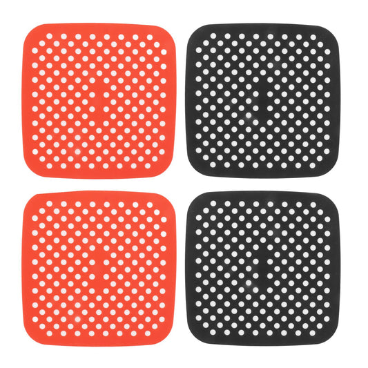 Reusable Air Fryer Mats Stick Proof Dishwasher Safe Oil Resistant Silicone Air Fryer Liner for Oven Red Black V1294-YM0521-3113230064012