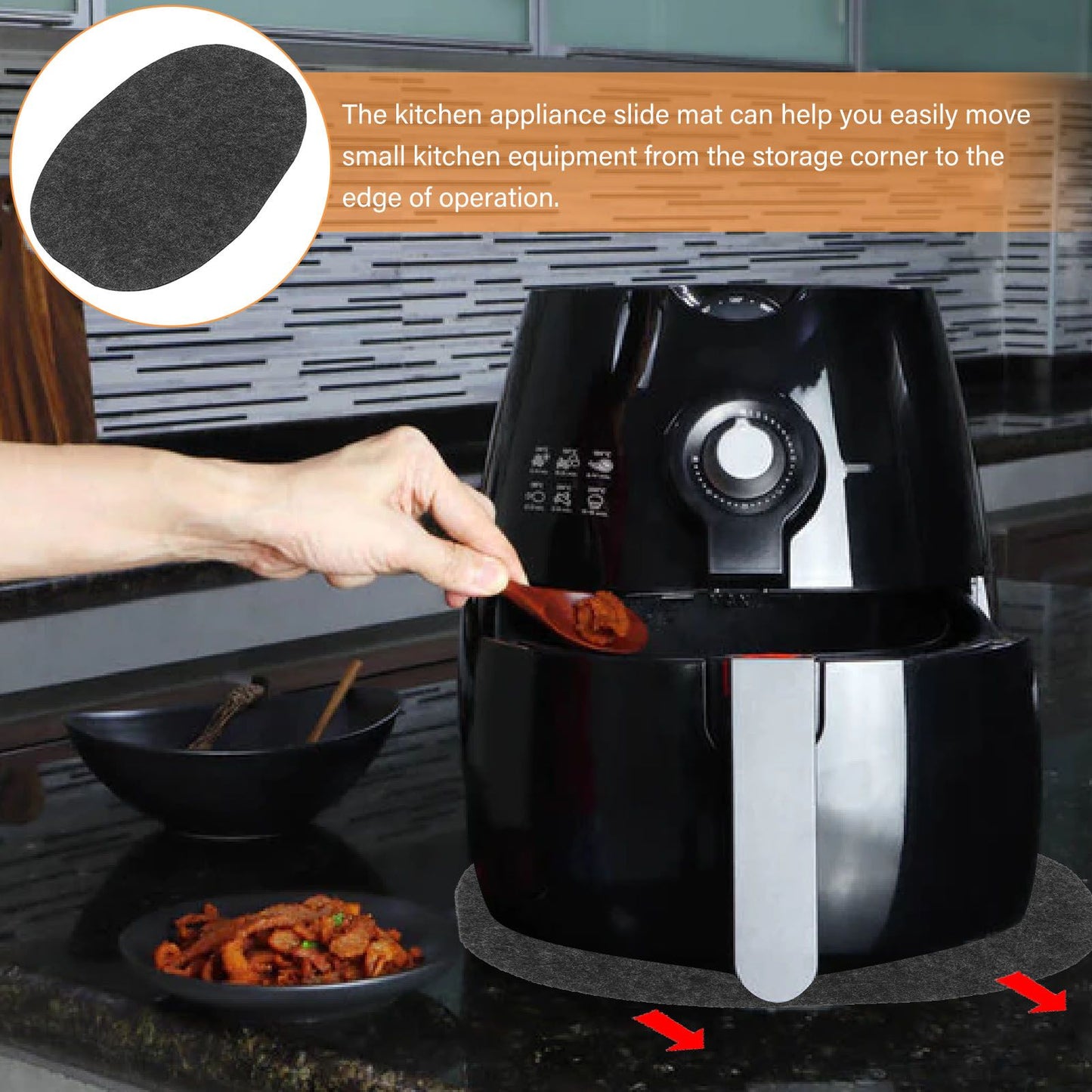 Appliance Heat Resistant Mat Cuttable Washable Countertop Protector Pad with Slider Function for Air Fryer V1294-YM0521-3113230064811