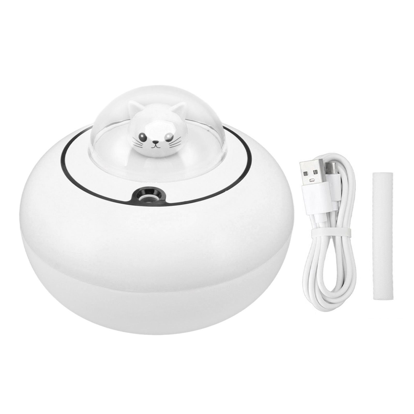 Mini Humidifier Cute Cat Sculpture Portable Quiet Desktop Air Humidifier for Home Office USB Plug in White V1294-YM0521-3113230072712