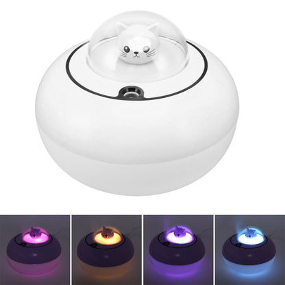 Mini Humidifier Cute Cat Sculpture Portable Quiet Desktop Air Humidifier for Home Office USB Plug in White V1294-YM0521-3113230072712