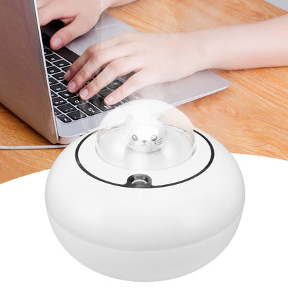Mini Humidifier Cute Cat Sculpture Portable Quiet Desktop Air Humidifier for Home Office USB Plug in White V1294-YM0521-3113230072712