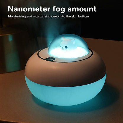 Mini Humidifier Cute Cat Sculpture Portable Quiet Desktop Air Humidifier for Home Office USB Plug in White V1294-YM0521-3113230072712
