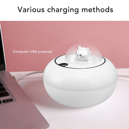 Mini Humidifier Cute Cat Sculpture Portable Quiet Desktop Air Humidifier for Home Office USB Plug in White V1294-YM0521-3113230072712