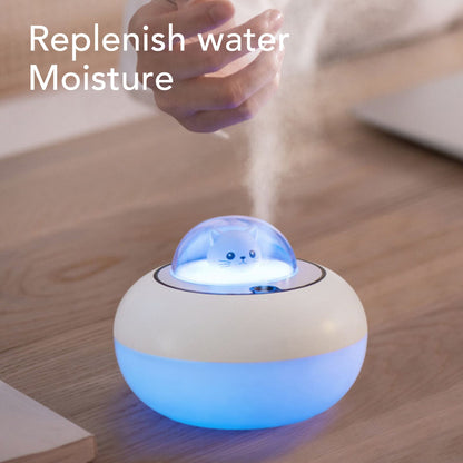 Mini Humidifier Cute Cat Sculpture Portable Quiet Desktop Air Humidifier for Home Office USB Plug in White V1294-YM0521-3113230072712