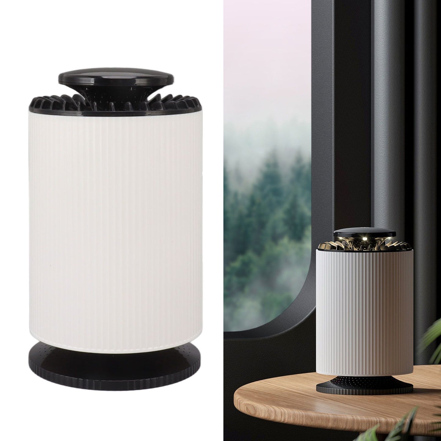 Home Air Purifier Desktop Air Cleaner Small Table Lamp with Filter for Bedroom Office Elegant White V1294-YM0521-3113230076211