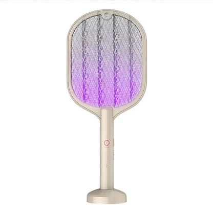 Electric Fly Swatter USB Charging 2 in 1 Fly Killer Racket with 3 Layer Mesh for Home Use White V1294-YM0521-3113230076611