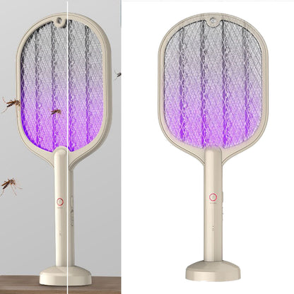 Electric Fly Swatter USB Charging 2 in 1 Fly Killer Racket with 3 Layer Mesh for Home Use White V1294-YM0521-3113230076611