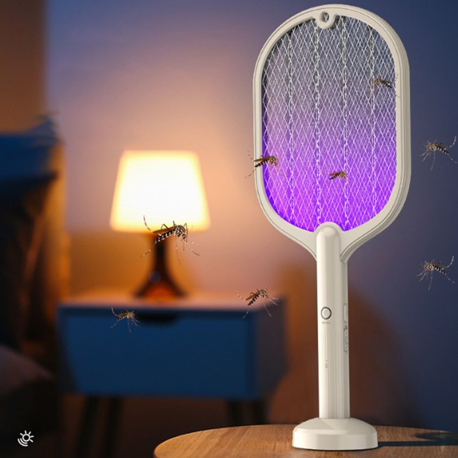 Electric Fly Swatter USB Charging 2 in 1 Fly Killer Racket with 3 Layer Mesh for Home Use White V1294-YM0521-3113230076611