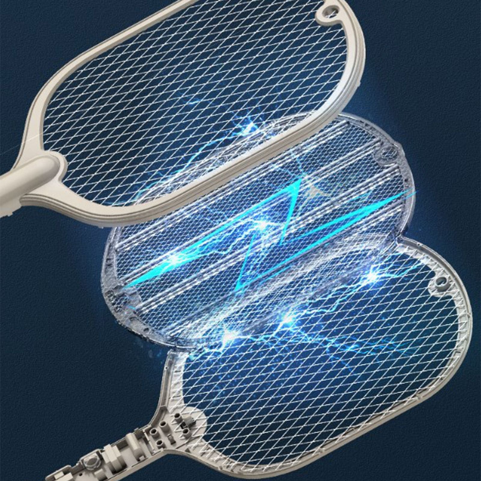 Electric Fly Swatter USB Charging 2 in 1 Fly Killer Racket with 3 Layer Mesh for Home Use White V1294-YM0521-3113230076611