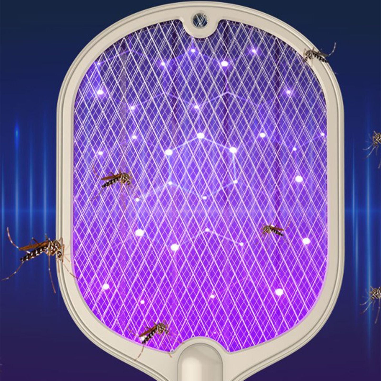 Electric Fly Swatter USB Charging 2 in 1 Fly Killer Racket with 3 Layer Mesh for Home Use White V1294-YM0521-3113230076611