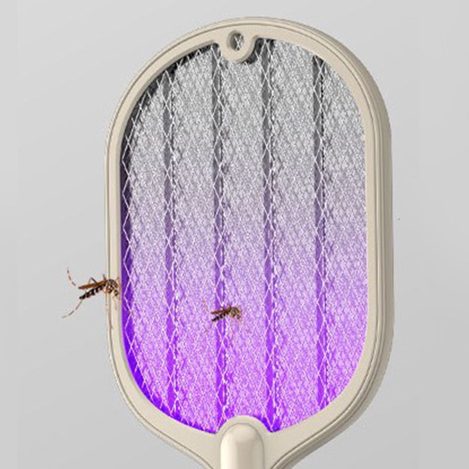 Electric Fly Swatter USB Charging 2 in 1 Fly Killer Racket with 3 Layer Mesh for Home Use White V1294-YM0521-3113230076611