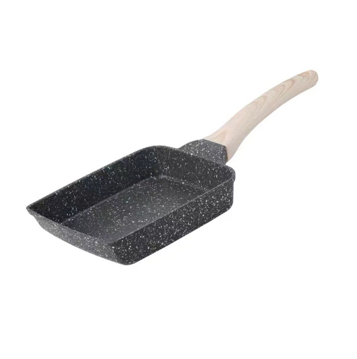 Frying Pan Aluminium Fast Conduction 3 Layers Thickened Wooden Handle Cooking Skillet for Family Kitchen V1294-YM0521-3113230081511