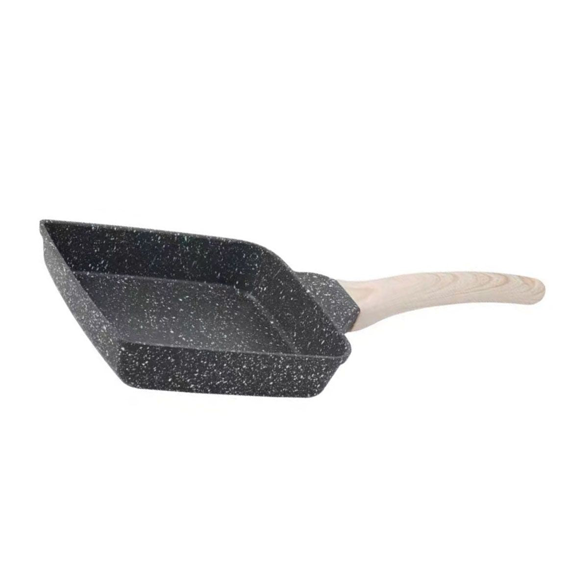 Frying Pan Aluminium Fast Conduction 3 Layers Thickened Wooden Handle Cooking Skillet for Family Kitchen V1294-YM0521-3113230081511