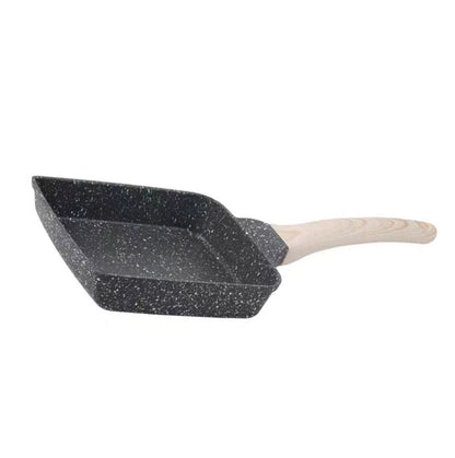 Frying Pan Aluminium Fast Conduction 3 Layers Thickened Wooden Handle Cooking Skillet for Family Kitchen V1294-YM0521-3113230081511