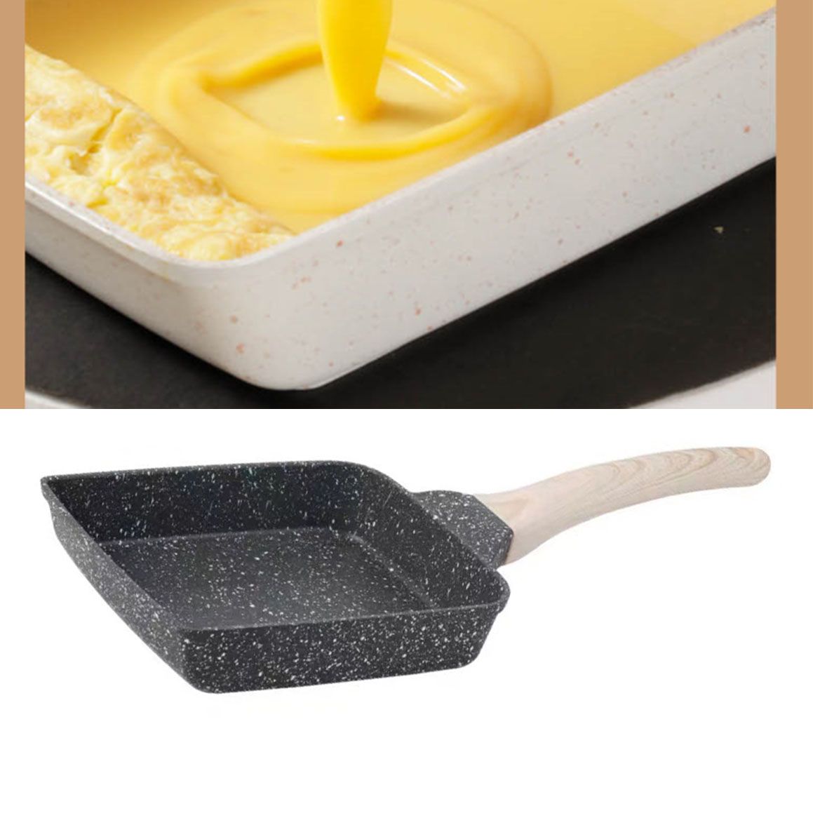Frying Pan Aluminium Fast Conduction 3 Layers Thickened Wooden Handle Cooking Skillet for Family Kitchen V1294-YM0521-3113230081511