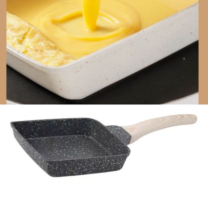 Frying Pan Aluminium Fast Conduction 3 Layers Thickened Wooden Handle Cooking Skillet for Family Kitchen V1294-YM0521-3113230081511