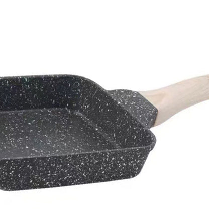 Frying Pan Aluminium Fast Conduction 3 Layers Thickened Wooden Handle Cooking Skillet for Family Kitchen V1294-YM0521-3113230081511