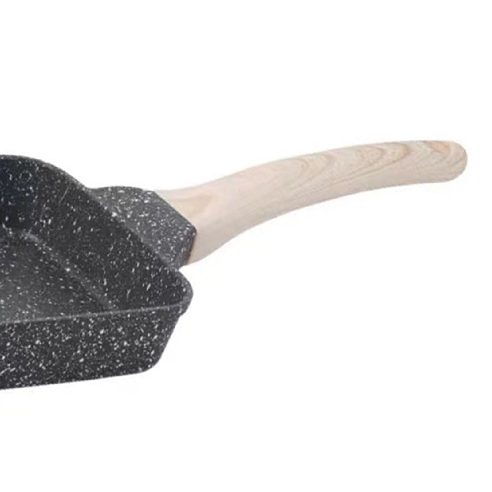 Frying Pan Aluminium Fast Conduction 3 Layers Thickened Wooden Handle Cooking Skillet for Family Kitchen V1294-YM0521-3113230081511