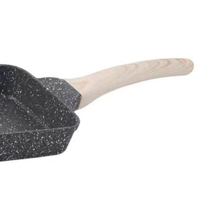 Frying Pan Aluminium Fast Conduction 3 Layers Thickened Wooden Handle Cooking Skillet for Family Kitchen V1294-YM0521-3113230081511