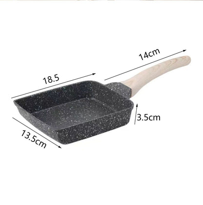 Frying Pan Aluminium Fast Conduction 3 Layers Thickened Wooden Handle Cooking Skillet for Family Kitchen V1294-YM0521-3113230081511