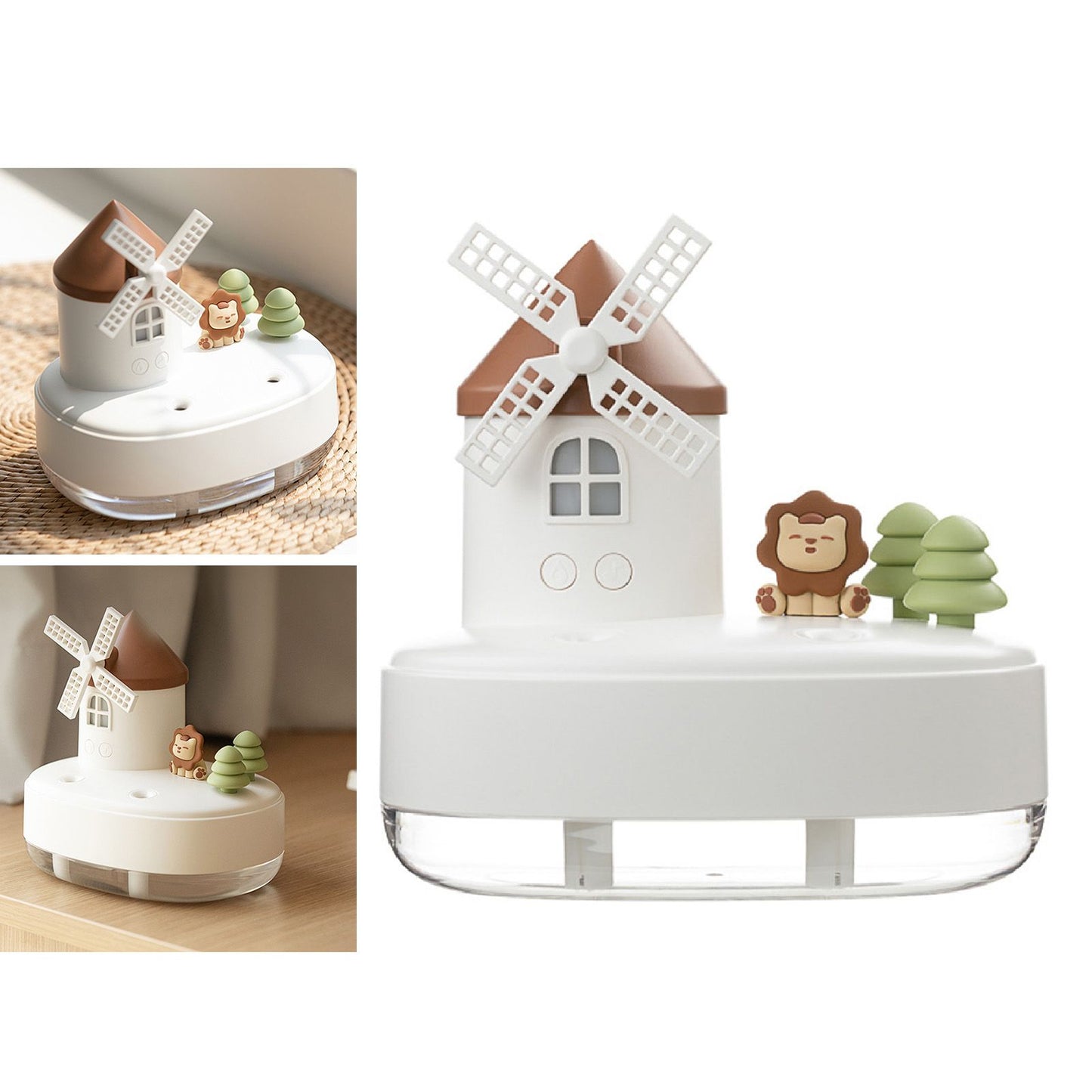 Humidifier Music Box with Warm Night Light Dual Spray Wireless Small Table Humidifier for Bedroom Office White V1294-YM0521-3113230084311
