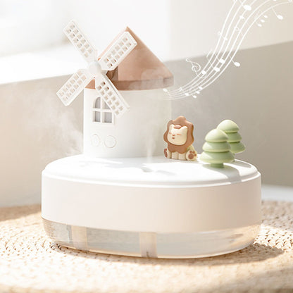 Humidifier Music Box with Warm Night Light Dual Spray Wireless Small Table Humidifier for Bedroom Office White V1294-YM0521-3113230084311