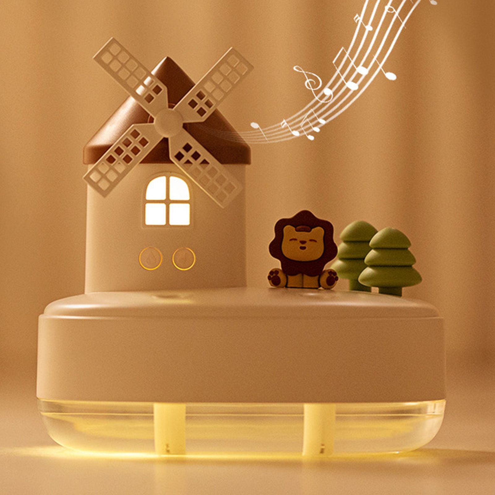 Humidifier Music Box with Warm Night Light Dual Spray Wireless Small Table Humidifier for Bedroom Office White V1294-YM0521-3113230084311